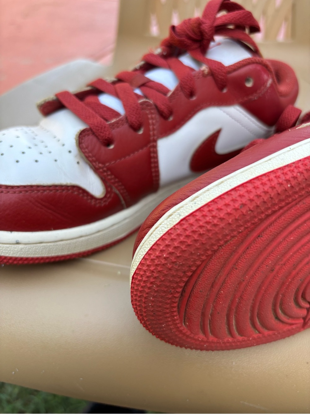 Nike White and Red Dunks Low-Top Swoosh Sneakers - Picture 5 of 5